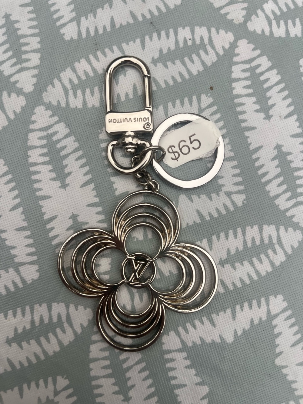 Louis Vuitton style Silver Flower Keychain Charm